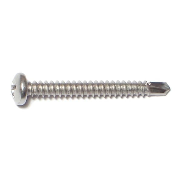 Midwest Fastener Self-Drilling Screw, #8 x 1-1/2 in, Zinc Plated Stainless Steel Pan Head Phillips Drive, 100 PK 09836 - main